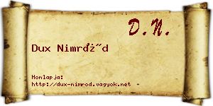 Dux Nimród névjegykártya